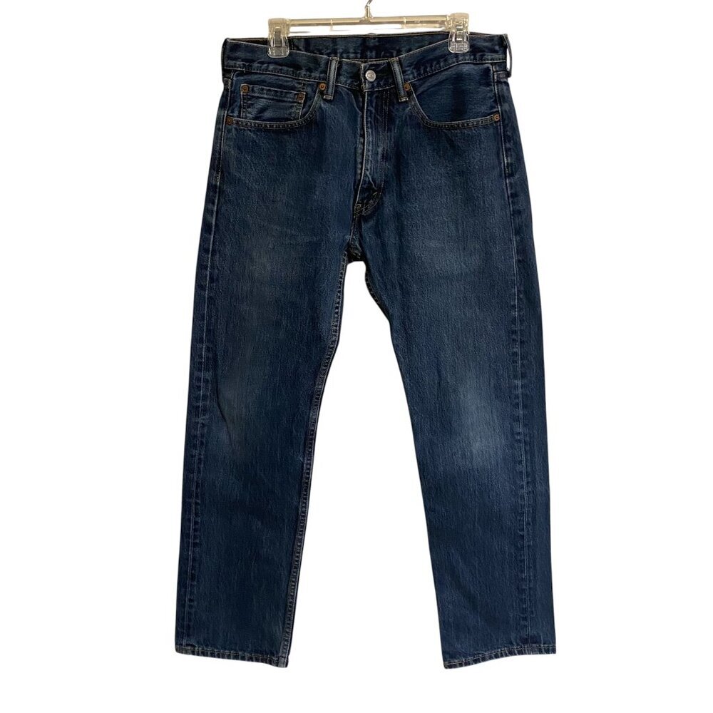 Levis Men's Jeans 34x32 Blue 505 Regular Fit Straight Leg Denim Zip Fly